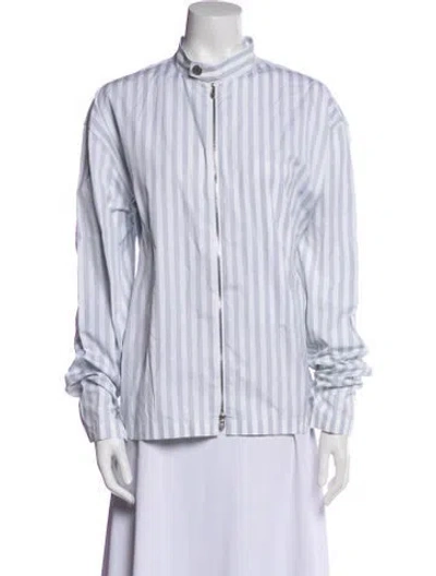 Pre-owned Hermes Striped Jacket W/ Tags In White