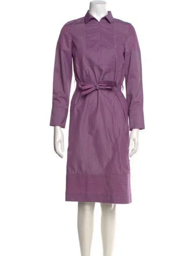 Pre-owned Hermes Striped Knee-length Dress In Purple