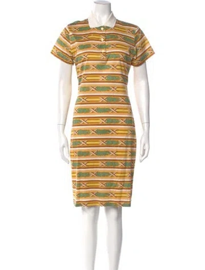 Pre-owned Hermes Striped Knee-length Dress In Yellow