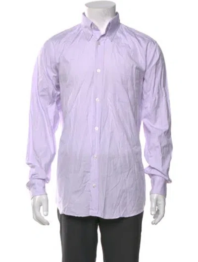 Pre-owned Hermes Striped Long Sleeve Dress Shirt In Purple