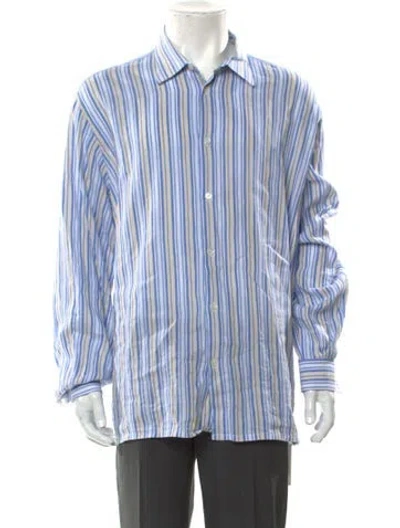 Pre-owned Hermes Striped Long Sleeve Shirt In Blue
