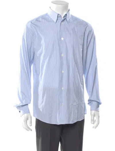Pre-owned Hermes Striped Long Sleeve Shirt In Blue