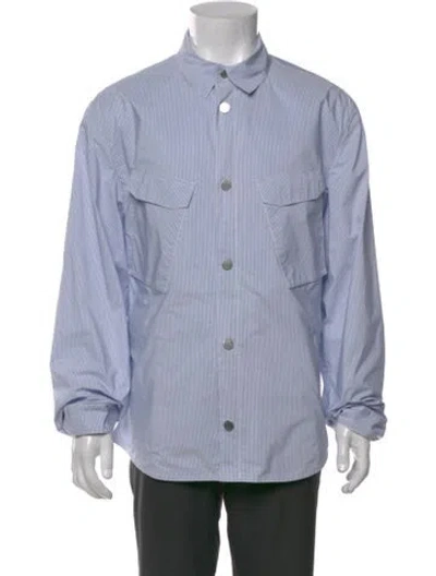Pre-owned Hermes Striped Long Sleeve Shirt In Blue