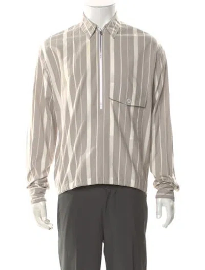 Pre-owned Hermes Striped Long Sleeve Shirt In Gray