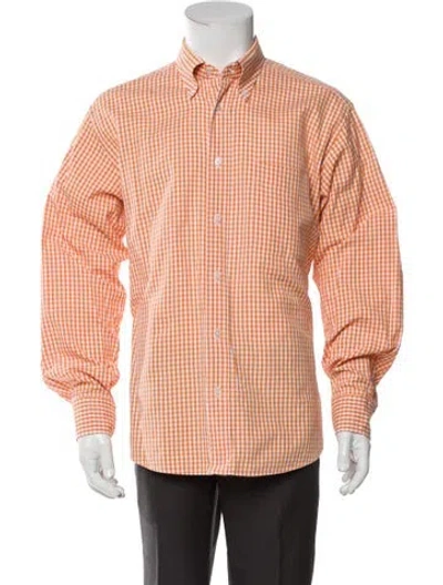 Pre-owned Hermes Striped Long Sleeve Shirt In Orange