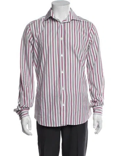 Pre-owned Hermes Striped Long Sleeve Shirt In Red