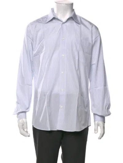 Pre-owned Hermes Striped Long Sleeve Shirt In White