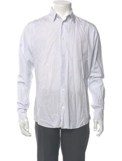 Pre-owned Hermes Striped Long Sleeve Shirt In White
