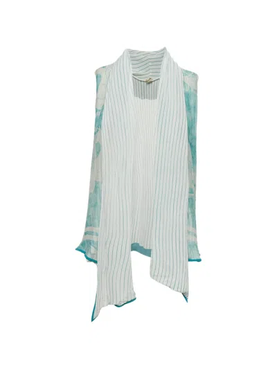 Pre-owned Hermes Striped Open-front Blouse In White