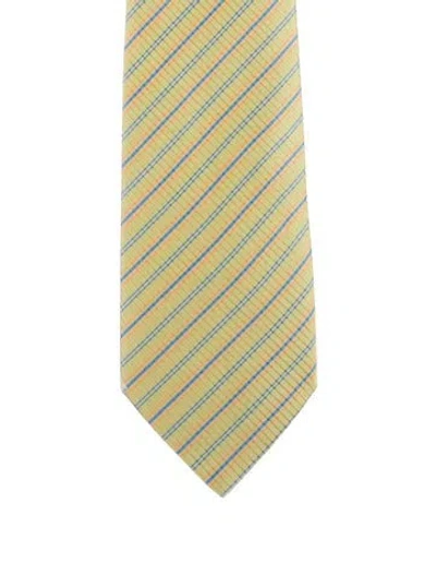 Pre-owned Hermes Striped Pattern Print Tie In Multi