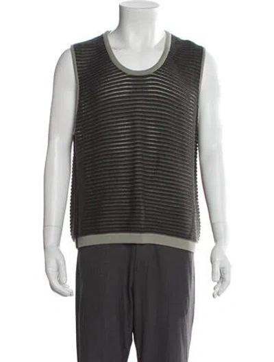 Pre-owned Hermes Striped Scoop Neck T-shirt In Gray