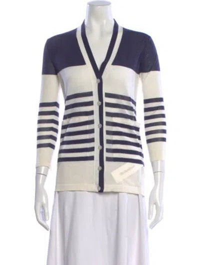 Pre-owned Hermes Striped V-neck Sweater In Multi