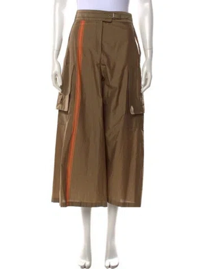 Pre-owned Hermes Striped Wide Leg Pants In Neutrals