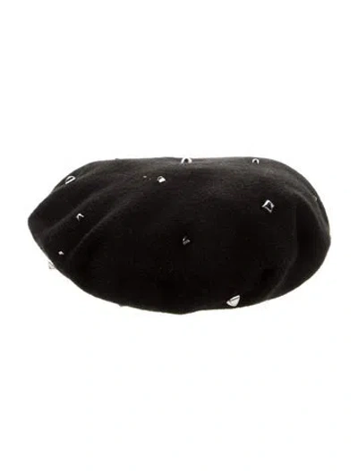 Pre-owned Hermes Studded Cashmere Darling Beret W/ Tags In Black