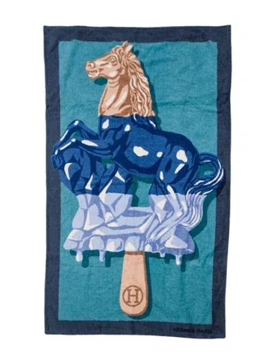 Pre-owned Hermes Succulent Sultan Beach Towel In Blue