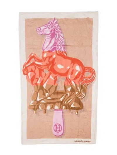 Pre-owned Hermes Succulent Sultan Beach Towel In Orange