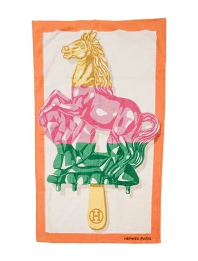 Pre-owned Hermes Succulent Sultan Beach Towel In Orange