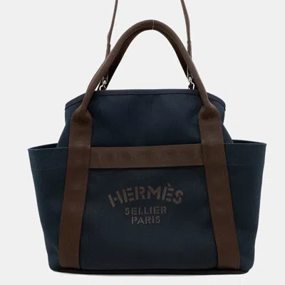 Pre-owned Hermes Sucked Pansage Groom Navy/feu Canvas