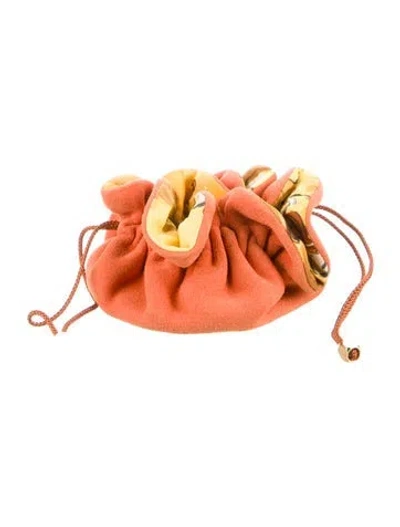 Pre-owned Hermes Suede & Silk Travel Pouch In Orange