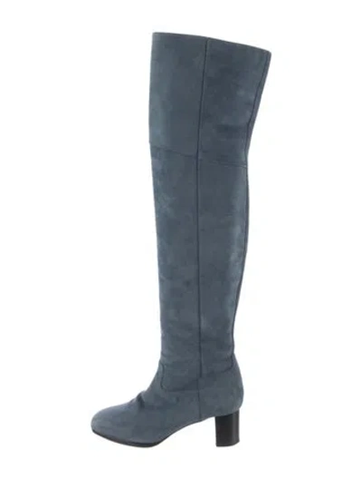 Pre-owned Hermes Suede Boots In Blue