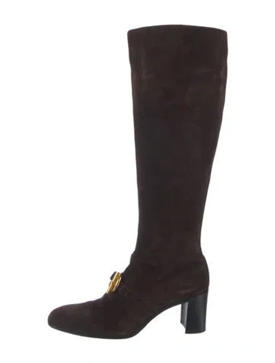 Pre-owned Hermes Suede Boots In Brown