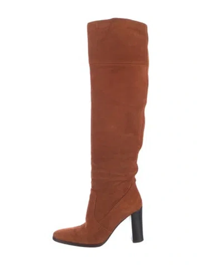 Pre-owned Hermes Suede Boots In Brown