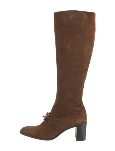 Pre-owned Hermes Suede Boots In Brown