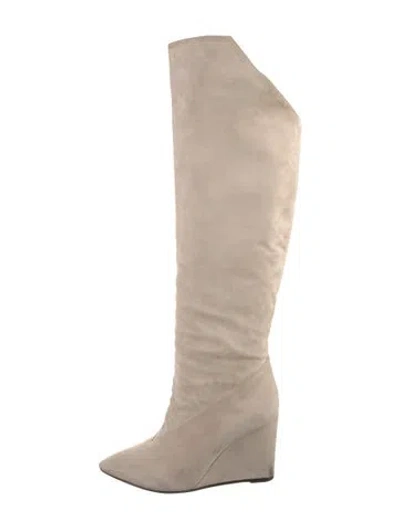 Pre-owned Hermes Suede Boots In Neutral