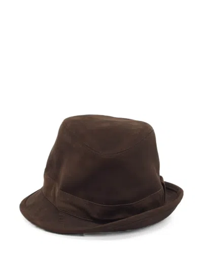 Pre-owned Hermes Suede Bucket Hat In Brown