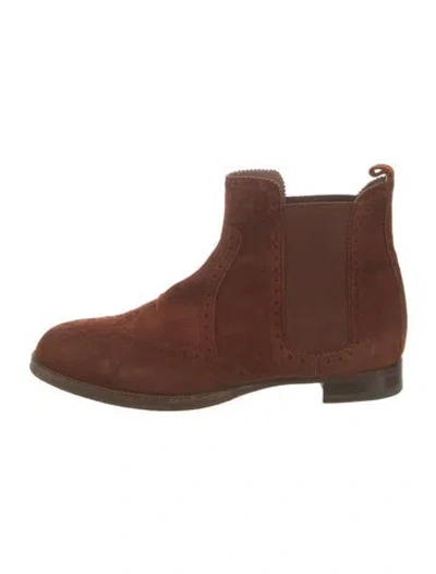 Pre-owned Hermes Suede Chelsea Boots In Brown
