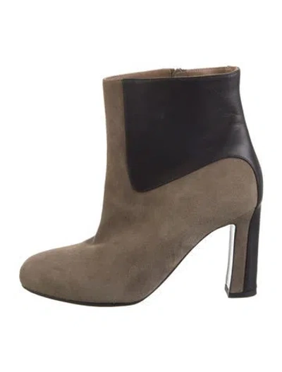 Pre-owned Hermes Suede Colorblock Pattern Boots In Brown