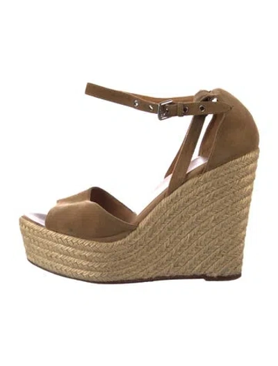 Pre-owned Hermes Suede Colorblock Pattern Espadrilles In Neutral