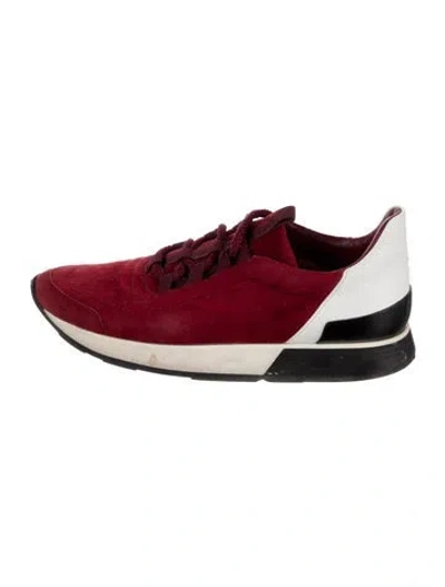Pre-owned Hermes Suede Colorblock Pattern Sneakers In Red