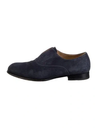 Pre-owned Hermes Suede Dress Loafers In Blue