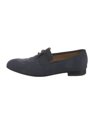 Pre-owned Hermes Suede Dress Loafers In Blue