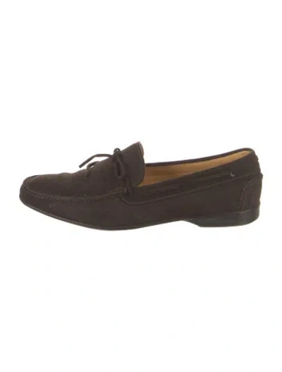 Pre-owned Hermes Suede Dress Loafers In Brown