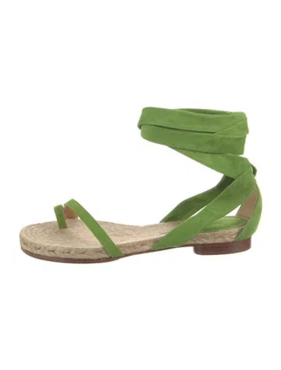 Pre-owned Hermes Suede Espadrilles W/ Tags In Green