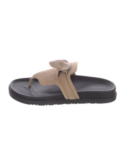 Pre-owned Hermes Suede Flip Flops In Blue