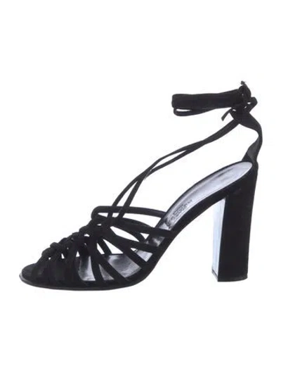 Pre-owned Hermes Suede Gladiator Sandals In Black