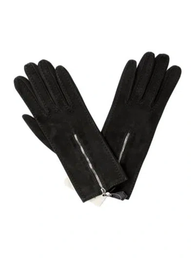 Pre-owned Hermes Suede Gloves In Gray