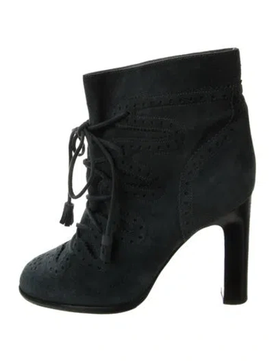 Pre-owned Hermes Suede Lace-up Boots In Blue