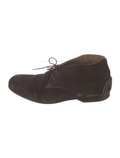 Pre-owned Hermes Suede Lace-up Boots In Brown