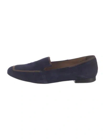 Pre-owned Hermes Suede Loafers In Blue