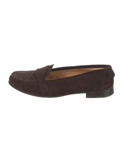 Pre-owned Hermes Suede Loafers In Brown