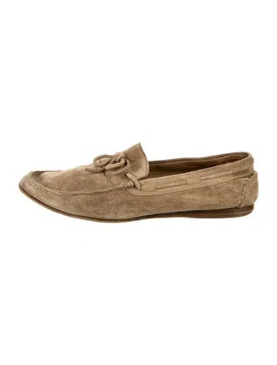 Pre-owned Hermes Suede Loafers In Brown