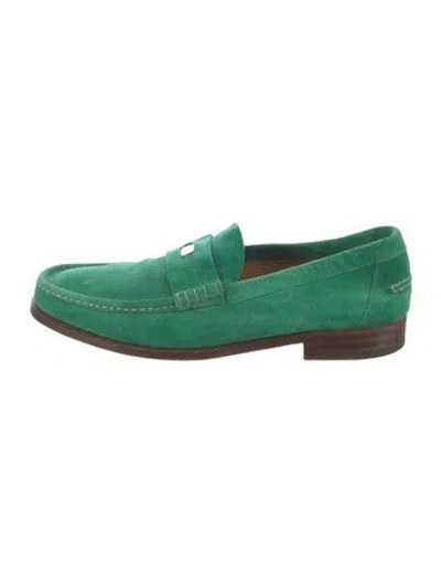Pre-owned Hermes Suede Loafers In Green