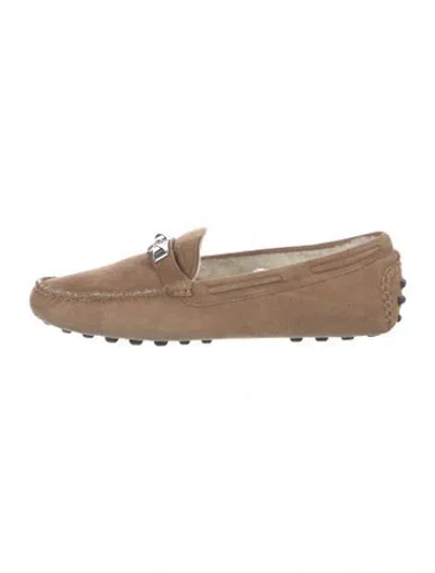 Pre-owned Hermes Suede Loafers In Neutrals
