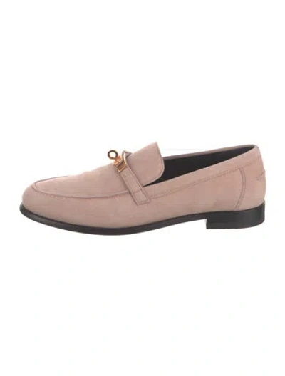 Pre-owned Hermes Suede Loafers In Pink