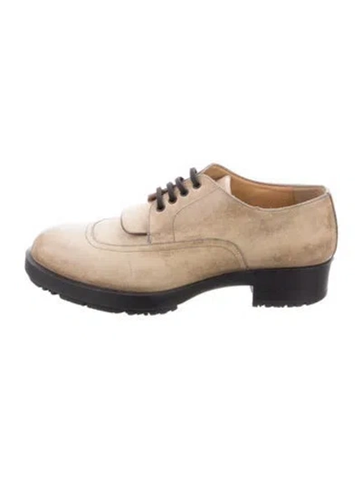 Pre-owned Hermes Suede Oxfords In Neutrals