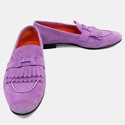 Pre-owned Hermes Hermès Suede Royal Loafers In Purple